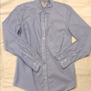 J Crew Blue Striped LS Button Down Shirt Size XS